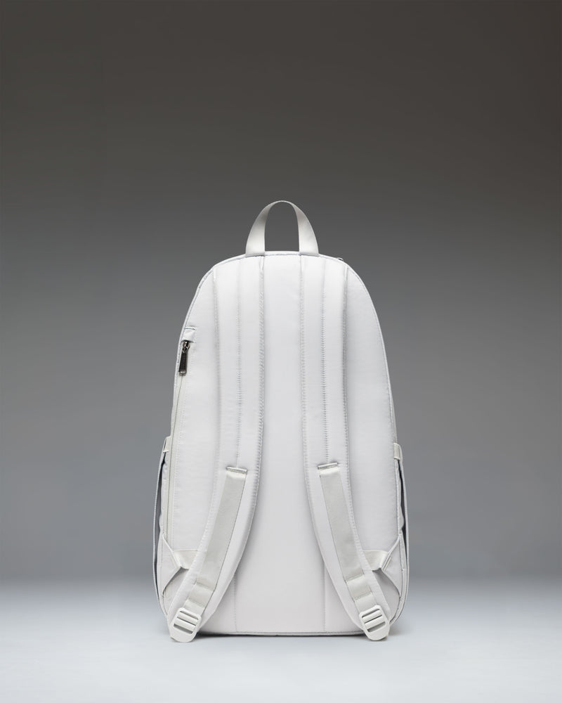 Herschel Seymour Backpack in Metal grey, showing a front view of the minimalist, modern everyday bag.
