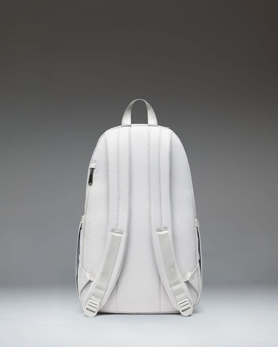 Herschel Seymour Backpack in Metal grey, showing a front view of the minimalist, modern everyday bag.