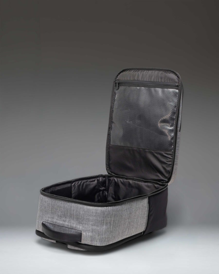 Herschel Supply Co. Kaslo Travel Backpack Tech in Raven Crosshatch grey, showing an lifestyle view or detailed product shot.