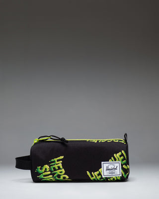 Herschel Supply Co. Settlement Pencil Case Little Herschel in bright HSC Slime green, showcasing a classic zippered design for school essentials.