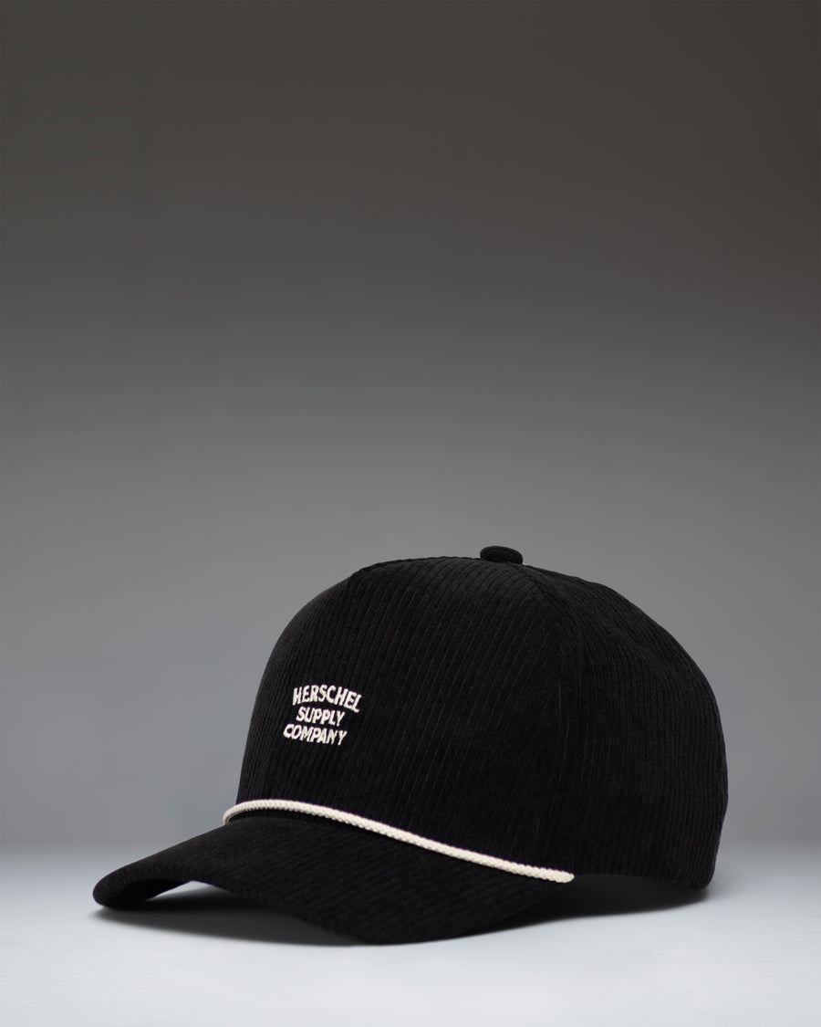 Front view of a black Herschel Supply Co bag.