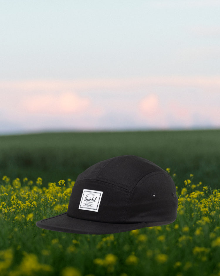 Herschel Supply Co. Glendale Kids Cap in black, shown from a front angle.