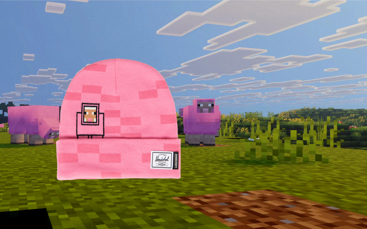 Herschel Supply Co. Minecraft Elmer Beanie in Pink Sheep.