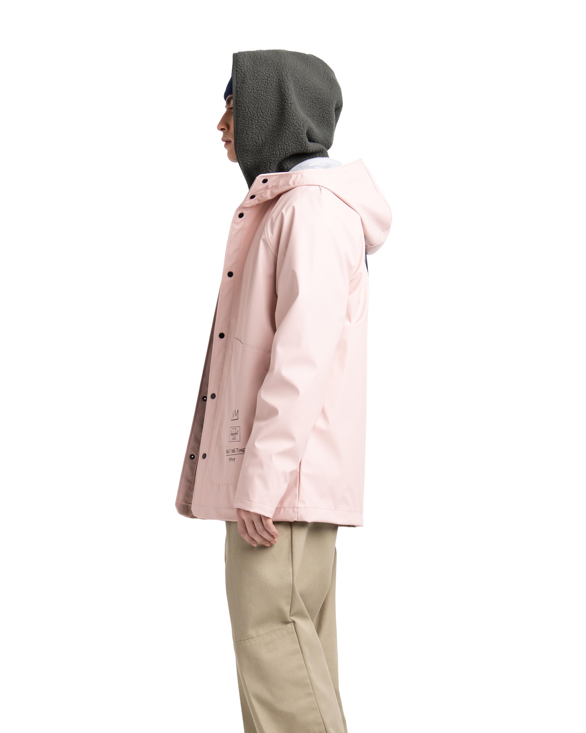 Medium Herschel Rainwear Jacket Basquiat Nows The Time Dark Olive Men Waterproof Coated Polyester Stretch Fabric Welded Raglan Seams and Soft-Touch Fabric Interior